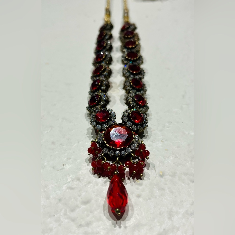 Vintage Indian Red and Gold Tone Necklace